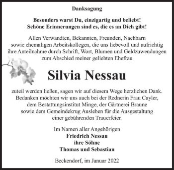 Traueranzeige von Silvia Nessau  von Magdeburger Volksstimme