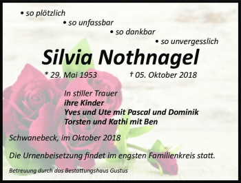 Traueranzeige von Silvia Nothnagel  von Magdeburger Volksstimme