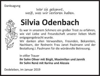 Traueranzeige von Silvia Odenbach  von Magdeburger Volksstimme