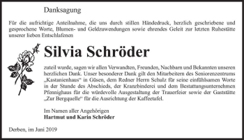 Traueranzeige von Silvia Schröder  von Magdeburger Volksstimme