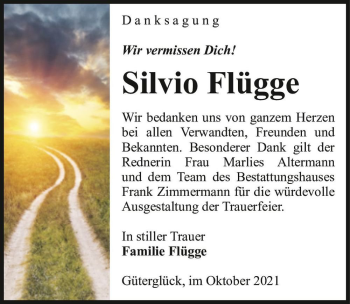 Traueranzeige von Silvio Flügge  von Magdeburger Volksstimme