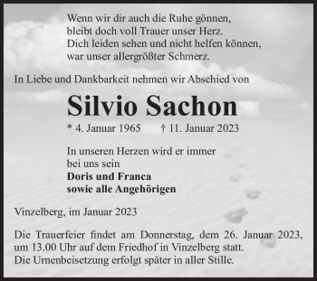 Traueranzeige von Silvio Sachon  von Magdeburger Volksstimme
