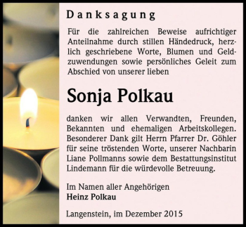 Traueranzeige von Sonja Polkau  von Magdeburger Volksstimme