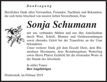 Traueranzeige von Sonja Schumann  von Magdeburger Volksstimme