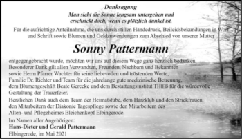 Traueranzeige von Sonny Pattermann  von Magdeburger Volksstimme