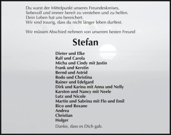 Traueranzeige von Stefan  von Magdeburger Volksstimme