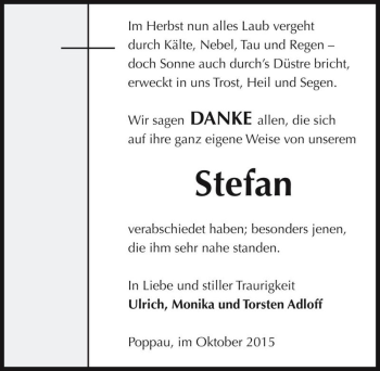 Traueranzeige von Stefan  von Magdeburger Volksstimme
