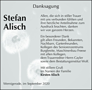 Traueranzeige von Stefan Alisch  von Magdeburger Volksstimme