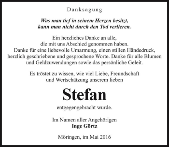 Traueranzeige von Stefan Görtz  von Magdeburger Volksstimme