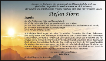 Traueranzeige von Stefan Horn  von Magdeburger Volksstimme