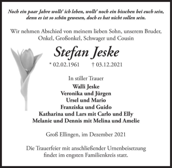 Traueranzeige von Stefan Jeske  von Magdeburger Volksstimme