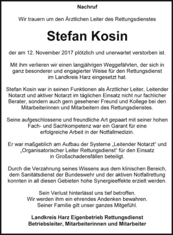 Traueranzeige von Stefan Kosin  von Magdeburger Volksstimme
