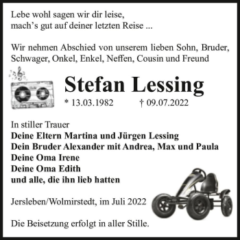 Traueranzeige von Stefan Lessing  von Magdeburger Volksstimme