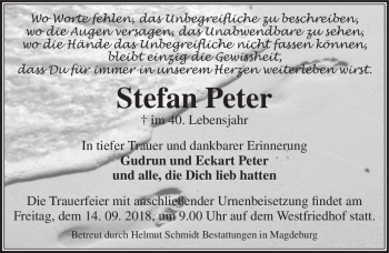 Traueranzeige von Stefan Peter  von Magdeburger Volksstimme