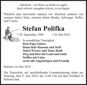 Traueranzeige von Stefan Polifka  von Magdeburger Volksstimme