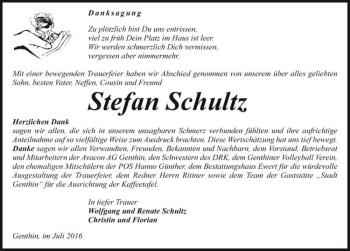 Traueranzeige von Stefan Schultz  von Magdeburger Volksstimme