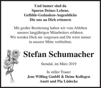 Traueranzeige von Stefan Schumacher  von Magdeburger Volksstimme