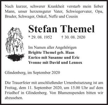 Traueranzeige von Stefan Themel  von Magdeburger Volksstimme