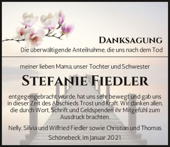 Traueranzeige von Stefanie Fiedler  von Magdeburger Volksstimme