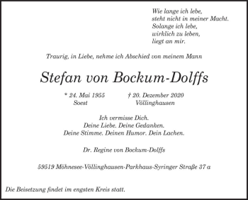 Traueranzeige von Stefan von Bockum-Dolffs  von Magdeburger Volksstimme