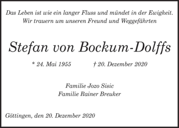 Traueranzeige von Stefan von Bockum-Dolffs  von Magdeburger Volksstimme