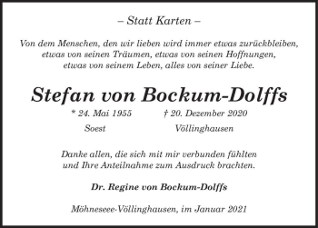 Traueranzeige von Stefan von Bockum-Dolffs  von Magdeburger Volksstimme