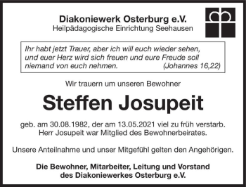 Traueranzeige von Steffen Josupeit  von Magdeburger Volksstimme