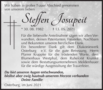 Traueranzeige von Steffen Josupeit  von Magdeburger Volksstimme
