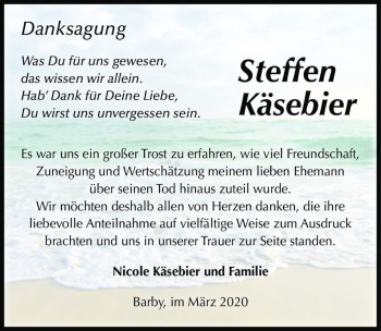Traueranzeige von Steffen Käsebier  von Magdeburger Volksstimme