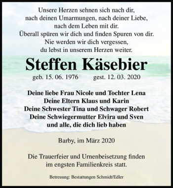 Traueranzeige von Steffen Käsebier  von Magdeburger Volksstimme