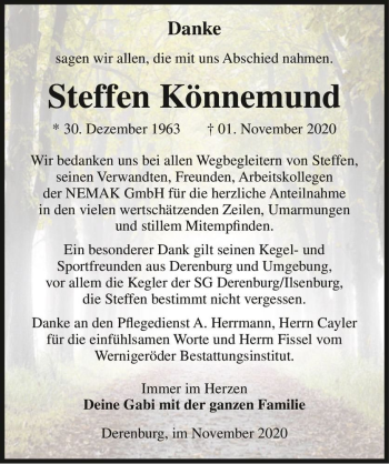 Traueranzeige von Steffen Könnemund  von Magdeburger Volksstimme