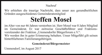Traueranzeige von Steffen Mosel  von Magdeburger Volksstimme