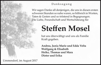 Traueranzeige von Steffen Mosel  von Magdeburger Volksstimme