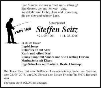 Traueranzeige von Steffen Seitz  von Magdeburger Volksstimme