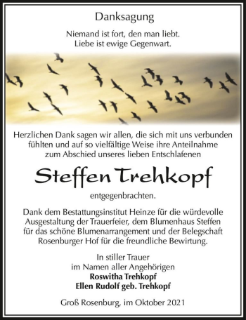 Traueranzeige von Steffen Trehkopf  von Magdeburger Volksstimme