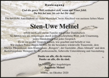 Traueranzeige von Sten-Uwe Meinel  von Magdeburger Volksstimme