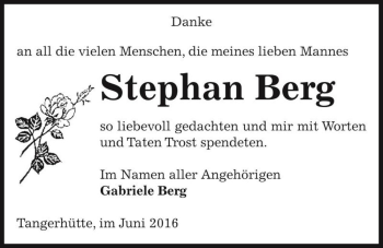 Traueranzeige von Stephan Berg  von Magdeburger Volksstimme