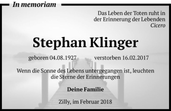 Traueranzeige von Stephan Klinger  von Magdeburger Volksstimme