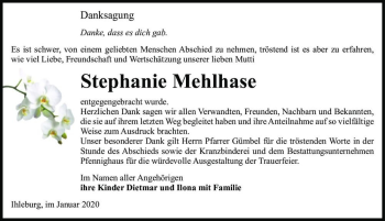 Traueranzeige von Stephanie Mehlhase  von Magdeburger Volksstimme