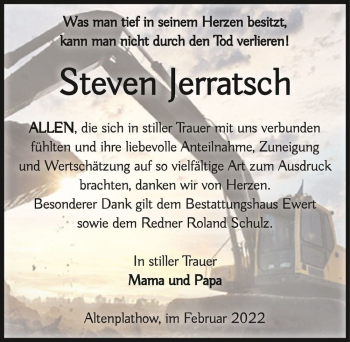 Traueranzeige von Steven Jerratsch  von Magdeburger Volksstimme