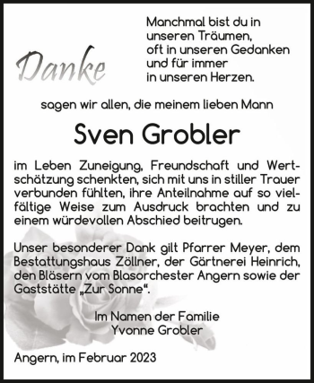 Traueranzeige von Sven Grobler  von Magdeburger Volksstimme