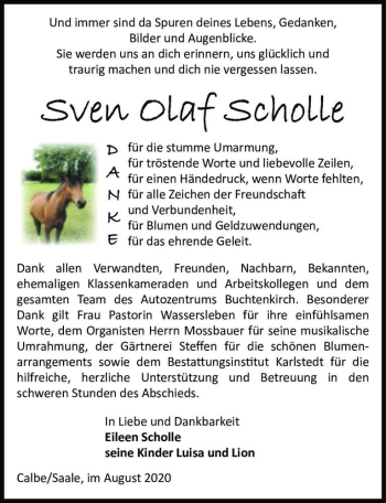 Traueranzeige von Sven Olaf Scholle  von Magdeburger Volksstimme