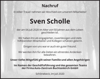 Traueranzeige von Sven Scholle  von Magdeburger Volksstimme