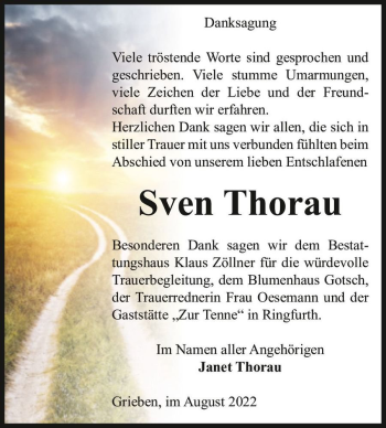 Traueranzeige von Sven Thorau  von Magdeburger Volksstimme