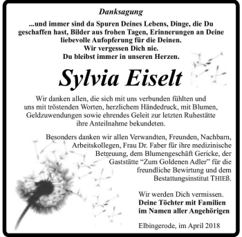 Traueranzeige von Sylvia Eiselt  von Magdeburger Volksstimme