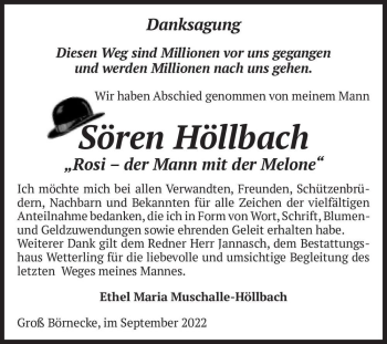 Traueranzeige von Sören Höllbach  von Magdeburger Volksstimme