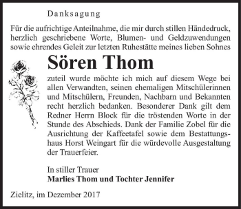 Traueranzeige von Sören Thom  von Magdeburger Volksstimme
