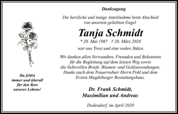Traueranzeige von Tanja Schmidt  von Magdeburger Volksstimme