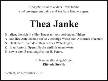 Traueranzeige von Thea Janke  von Magdeburger Volksstimme