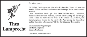 Traueranzeige von Thea Lamprecht  von Magdeburger Volksstimme
